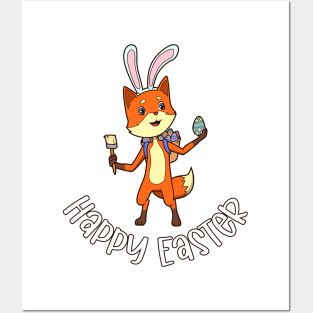 Fox with rabbit ears - Happy Easter Posters and Art